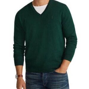 Polo Ralph Lauren Washable Merino Wool V-Neck Sweater in Green Men's Large